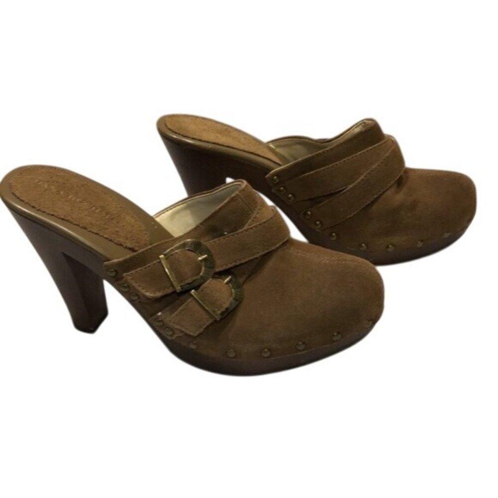 Dana Buchman Womens Brown Leather Clogs Shoes 9.5